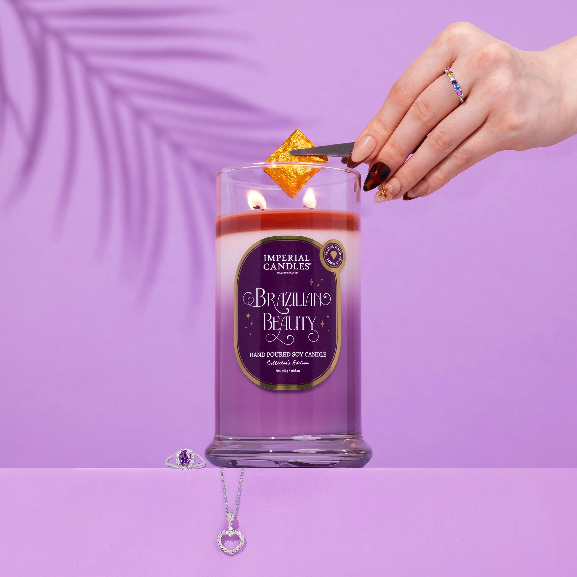 Hand-poured Imperial Candles Brazilian Beauty, featuring vibrant colours and luxurious scents, perfect for a fragrant indulgence.