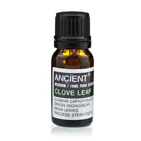 10 ml Clove Leaf Essential Oil from Ancient Wisdom, sourced from Madagascar, distilled from Eugenia Caryophyllata leaves.