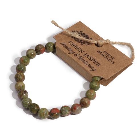 Elegant Power Bracelet - Green Jasper, perfect for absorbing negative energy and enhancing any outfit's harmony.