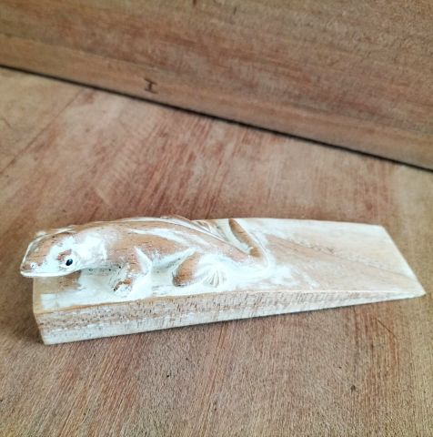 Hand carved Doorstop - Gecko showcasing intricate design, perfect for adding charm to any doorway at your home.