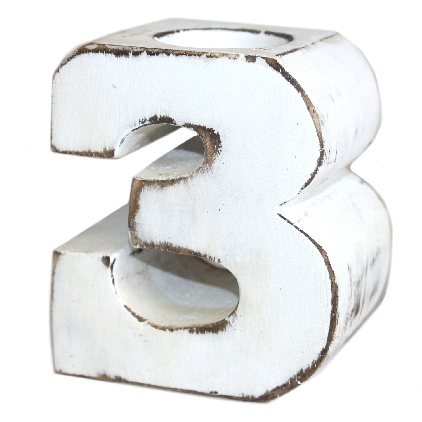 Handmade Wooden Birthday Numbers in white-washed Albesia wood, perfect for adding charm to any celebration.