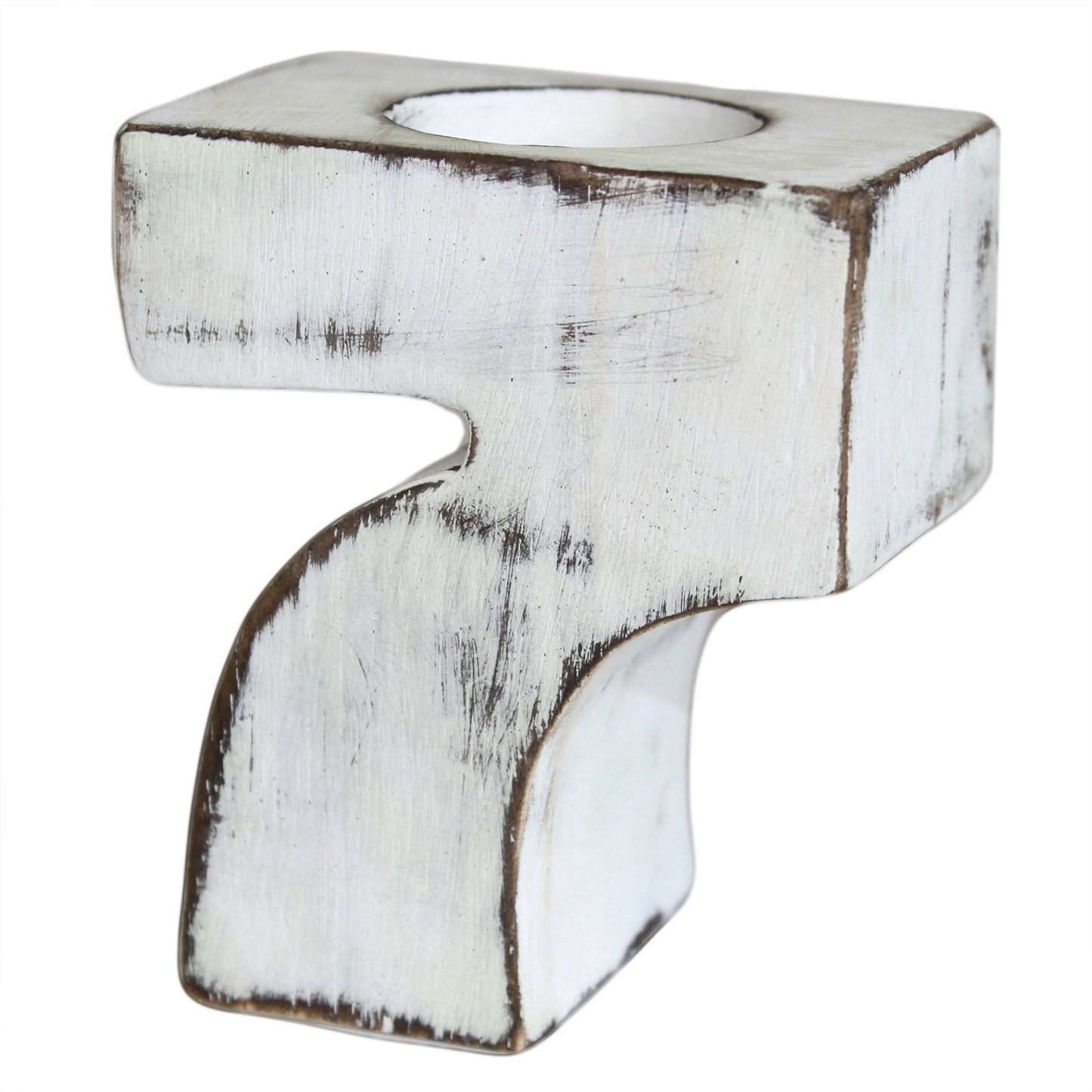Handmade Wooden Birthday Numbers candle holder in white wash, perfect for celebrating special moments with style.