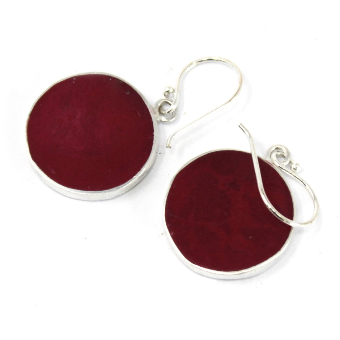 Stylish Tree of Life Silver Earrings 15mm - Coral Effect, showcasing unique design and vibrant colour. Perfect for any occasion.