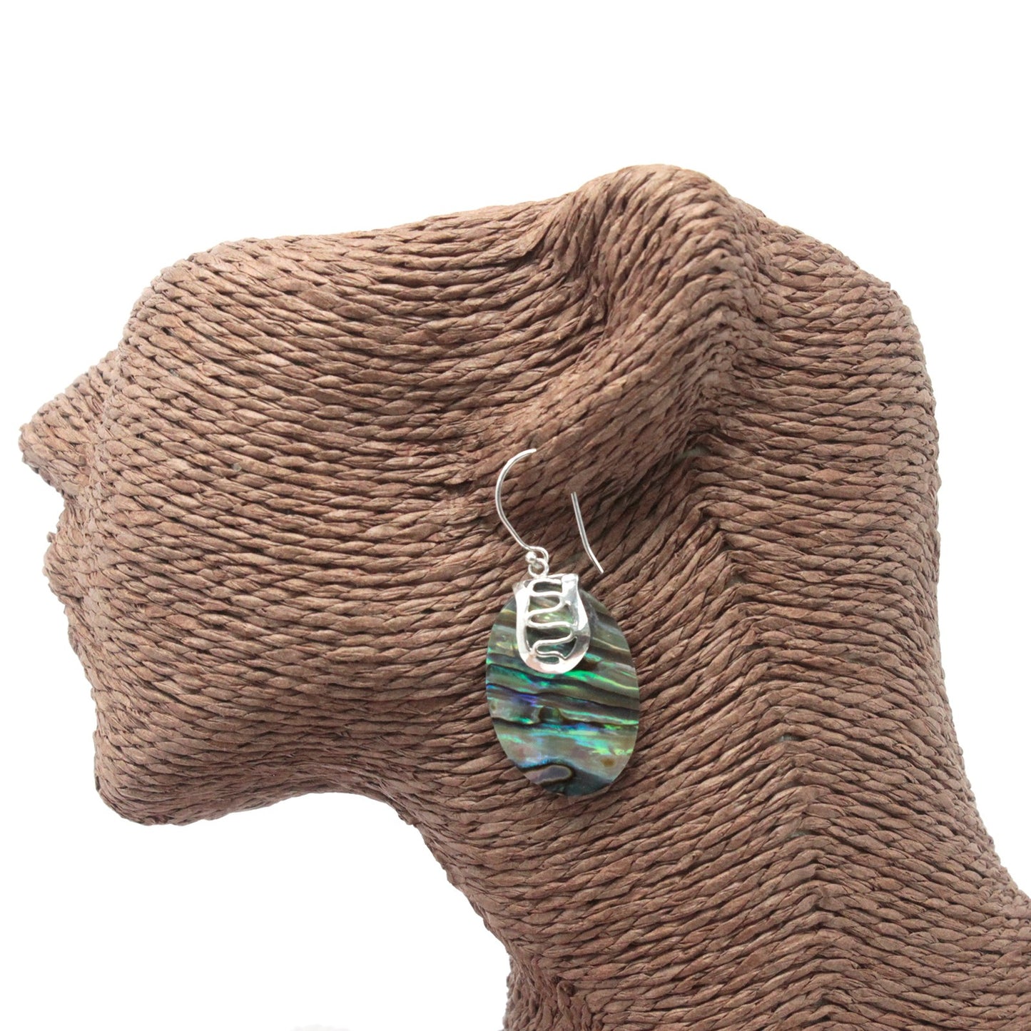 Shell & Silver Earrings featuring vibrant abalone, beautifully handcrafted in Bali for a unique touch.