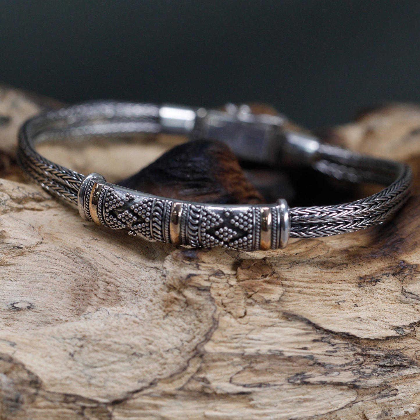 Silver and 18ct gold bracelet, a stylish unisex design perfect for gifting with a message to "wear with confidence."