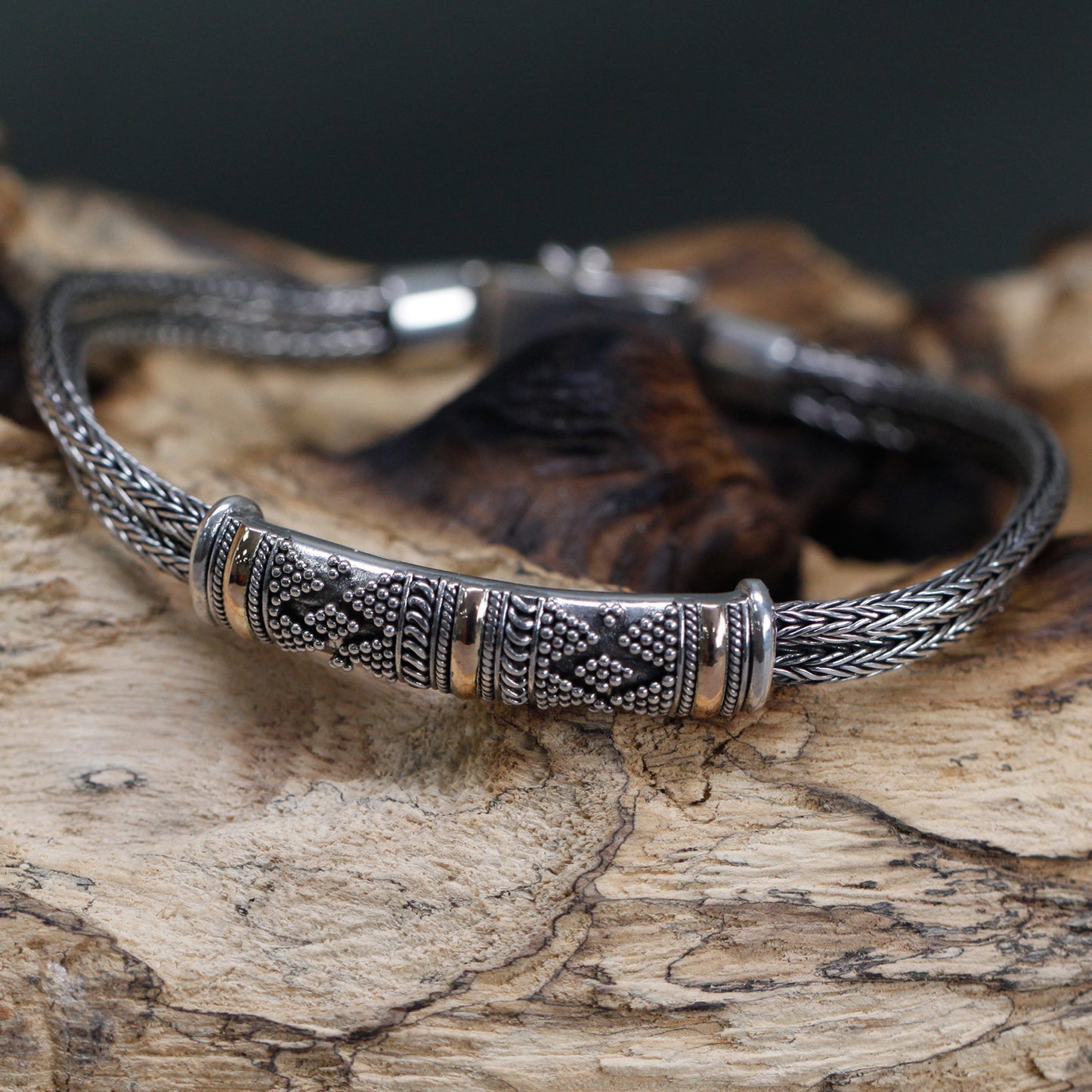 Stylish Silver & 18ct Gold bracelet, perfect for gifting, featuring elegant design and confident messaging.