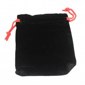 Quality Velvet Pouch - Black 10x12cm with contrasting drawstrings, ideal for rings and earrings. Soft and luxurious.