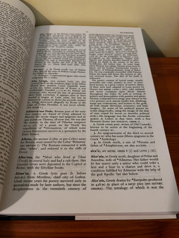 Detailed pages from The Oxford Companion to Classical Literature by M C Howatson, an essential guide for literature enthusiasts.