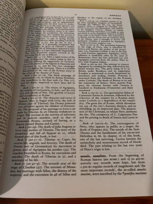Detailed page from The Oxford Companion to Classical Literature by M C Howatson, a vital resource for literature enthusiasts.