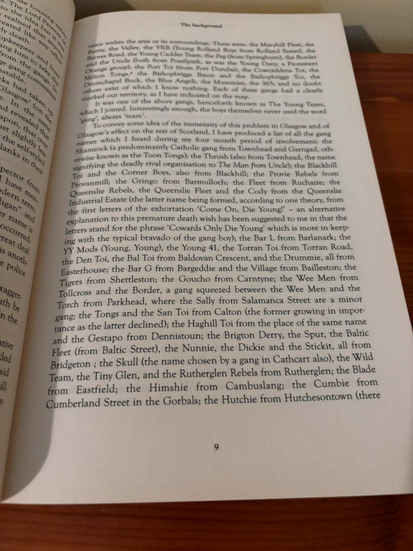 Cover page of "A Glasgow gang observed - James Patrick -Paperback," showing minor wear, but pages in very good condition.