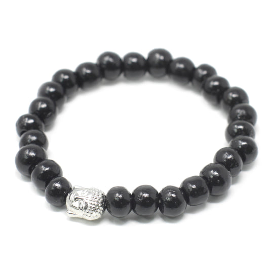 Stylish Darkwood Beads bracelet featuring a unique Buddha charm, perfect for unisex wear and stacking.