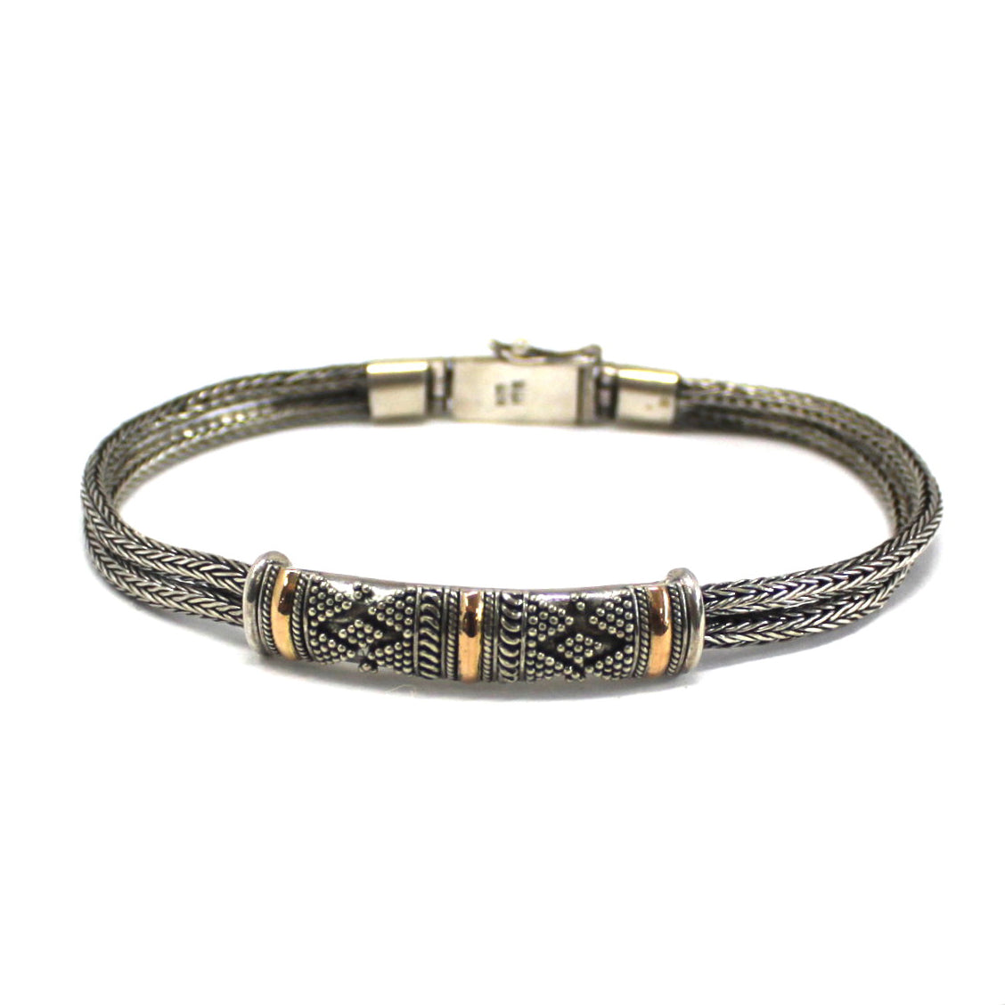 Stunning Silver & 18ct Gold Bracelet, a perfect unisex gift that exudes elegance and confidence.