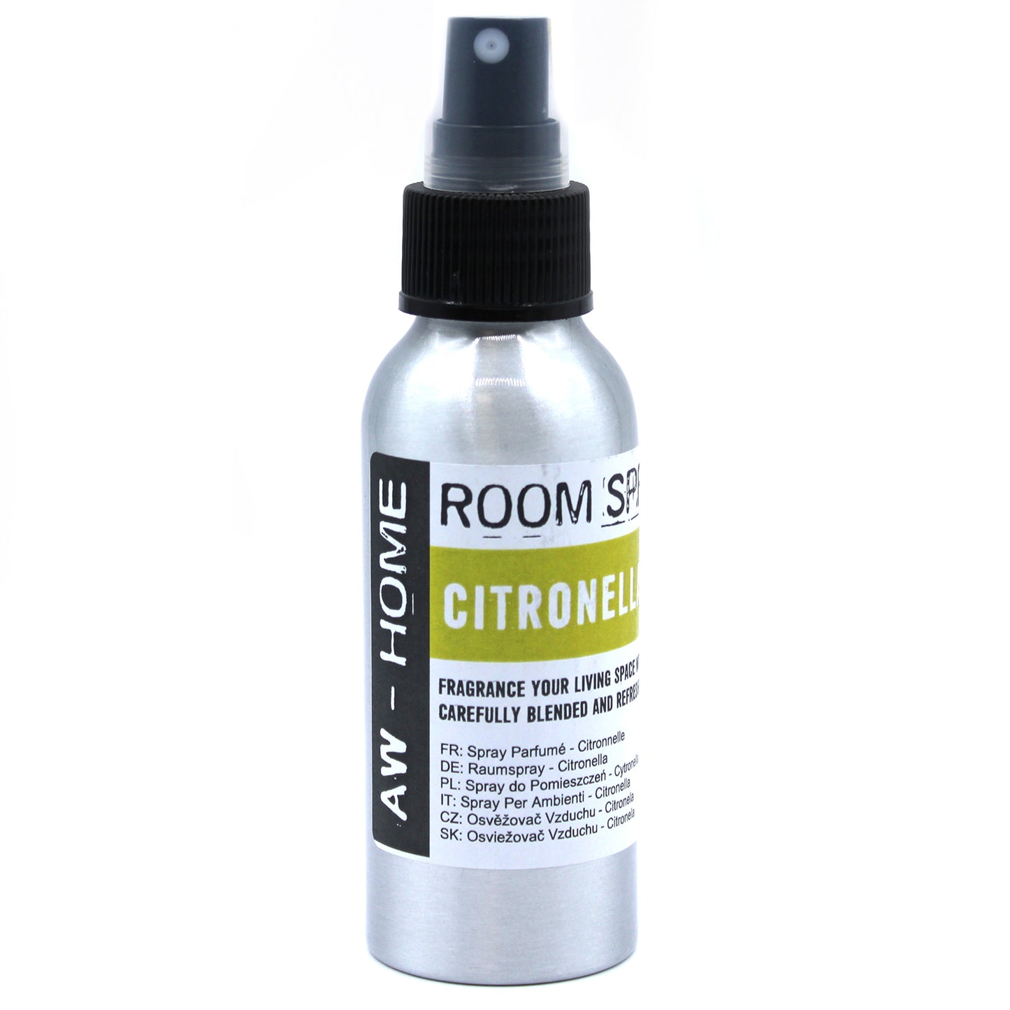 100ml Room Spray - Citronella in a sleek silver bottle, perfect for refreshing your home with a fragrant scent.