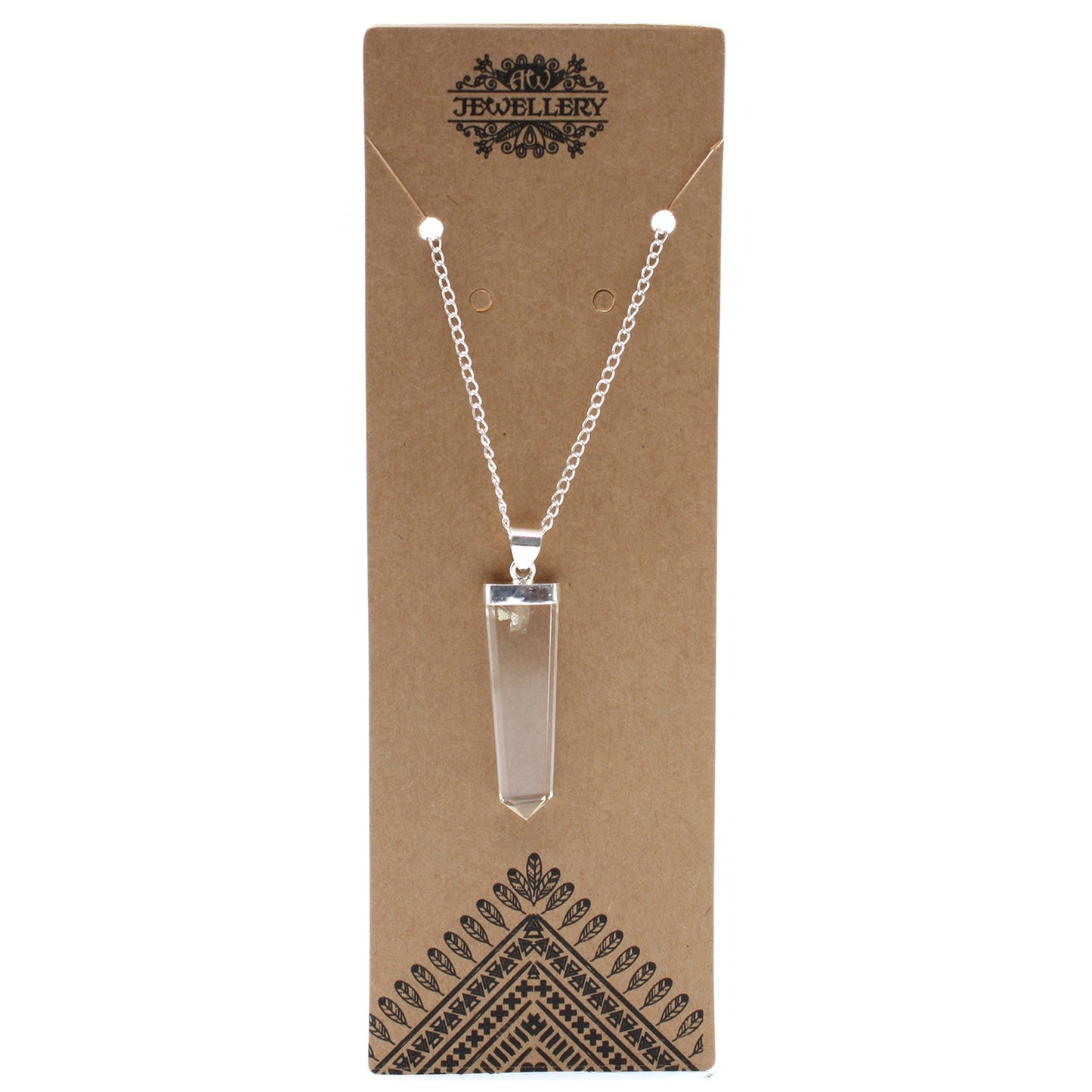 Stylish Gemstone Flat Pencil Pendant - Choose your favourite Gemstone, featuring unique crystal design and silver chain.