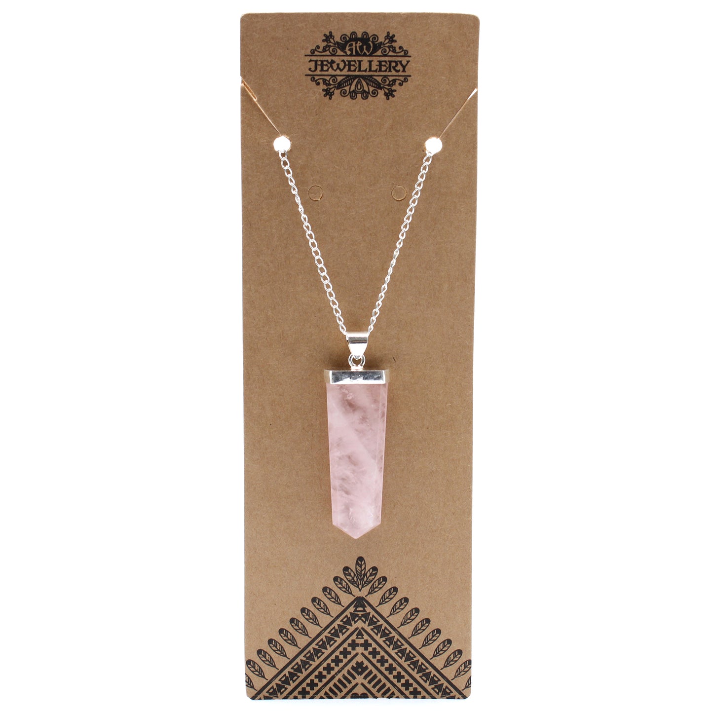 Gemstone Flat Pencil Pendant - Choose your favourite Gemstone, featuring unique design and beautiful rose quartz charm.