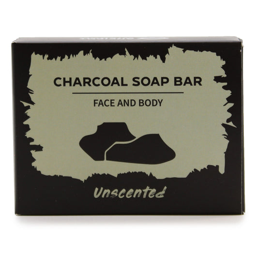 Charcoal Soap 85g - Unscented bar offers a deep cleanse for face and body, leaving skin soft and balanced.