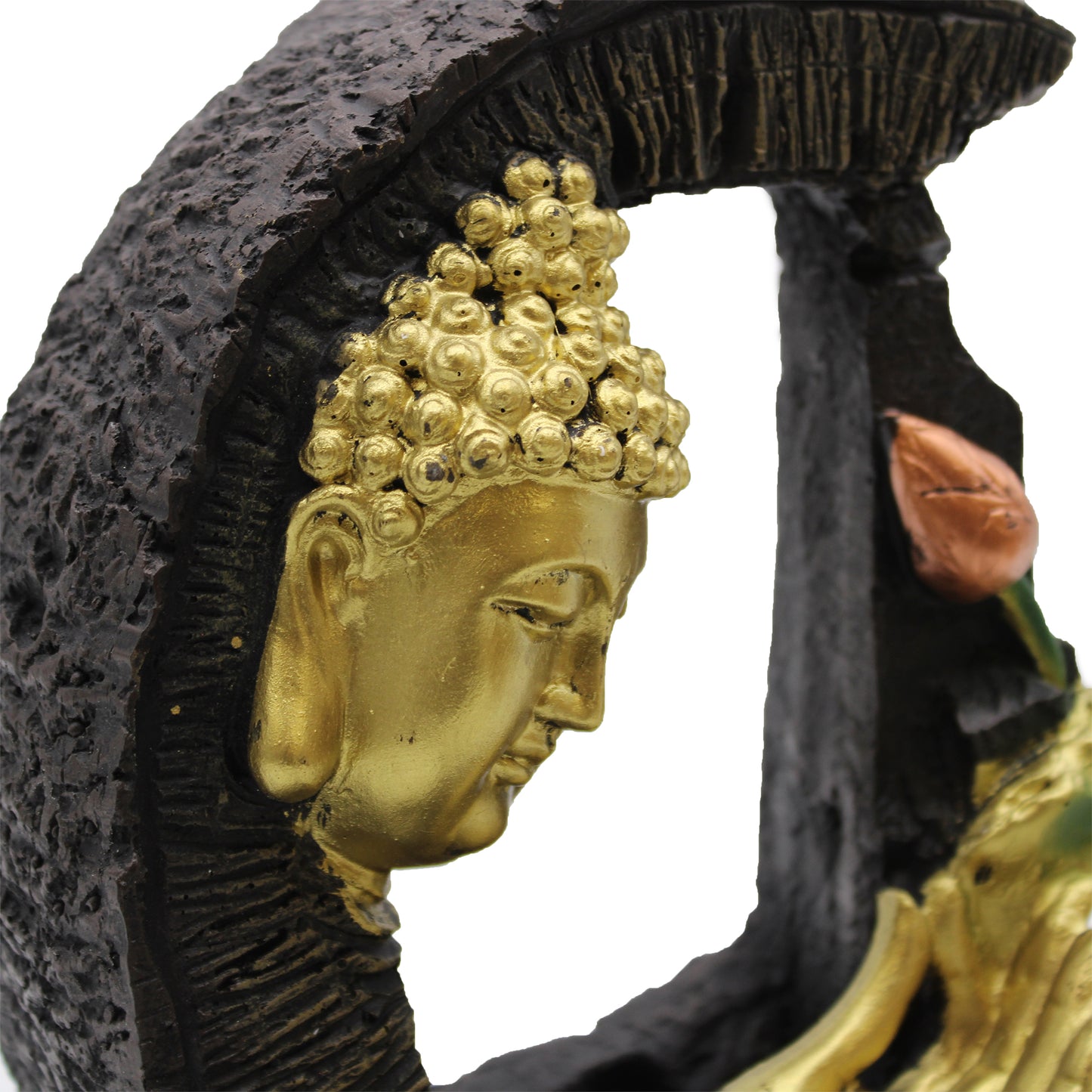 Elegant Tabletop Water Feature - 30cm - Golden Buddha enhances feng shui, creating harmony and calm in your space.