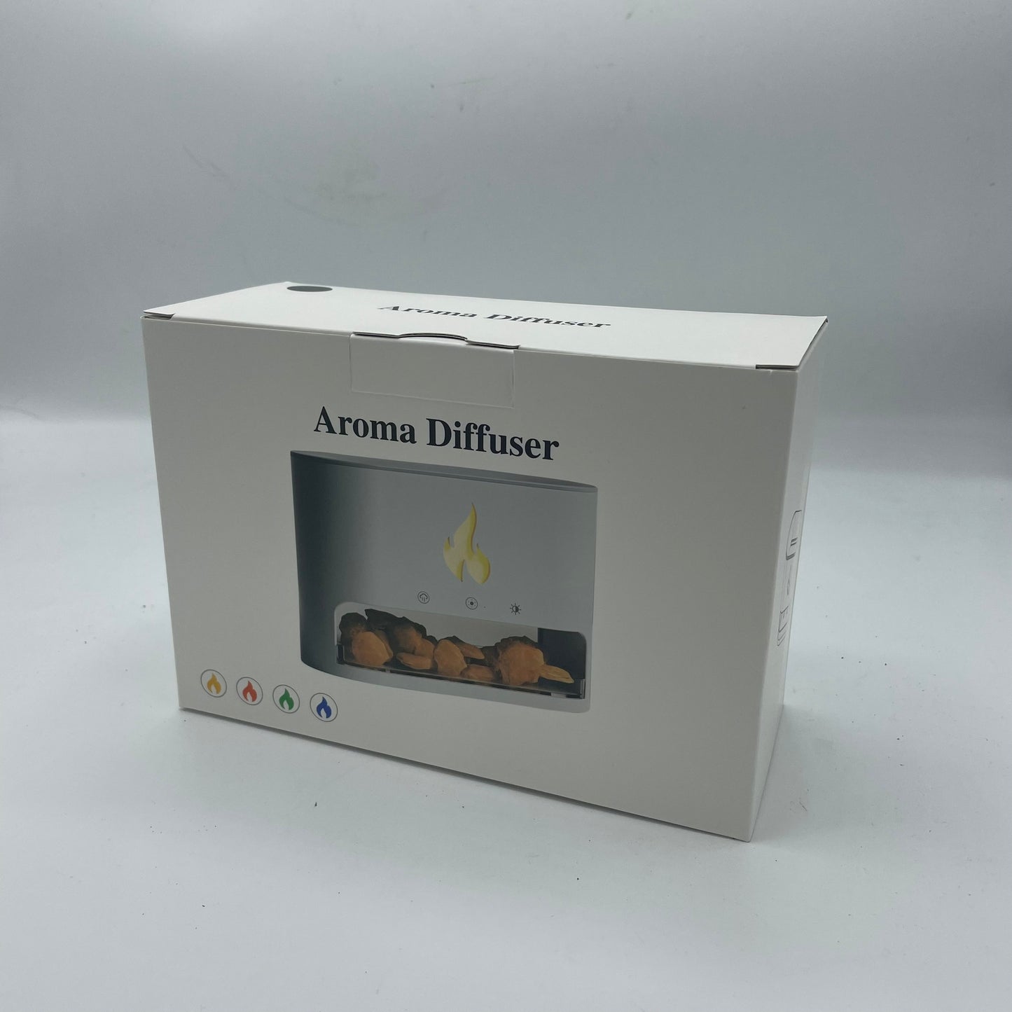 White Blaze Aroma Diffuser - Himalayan Salt Chamber - USB-C - Flame Effect (Salt included) in elegant packaging, ready to use.