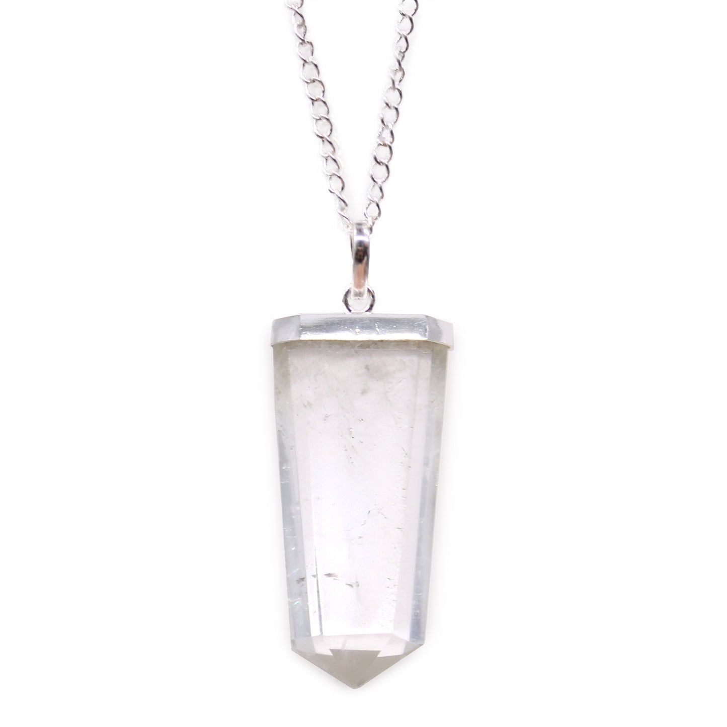 Elegant Gemstone Flat Pencil Pendant - Choose your favourite Gemstone, showcasing unique crystal beauty in sterling silver.