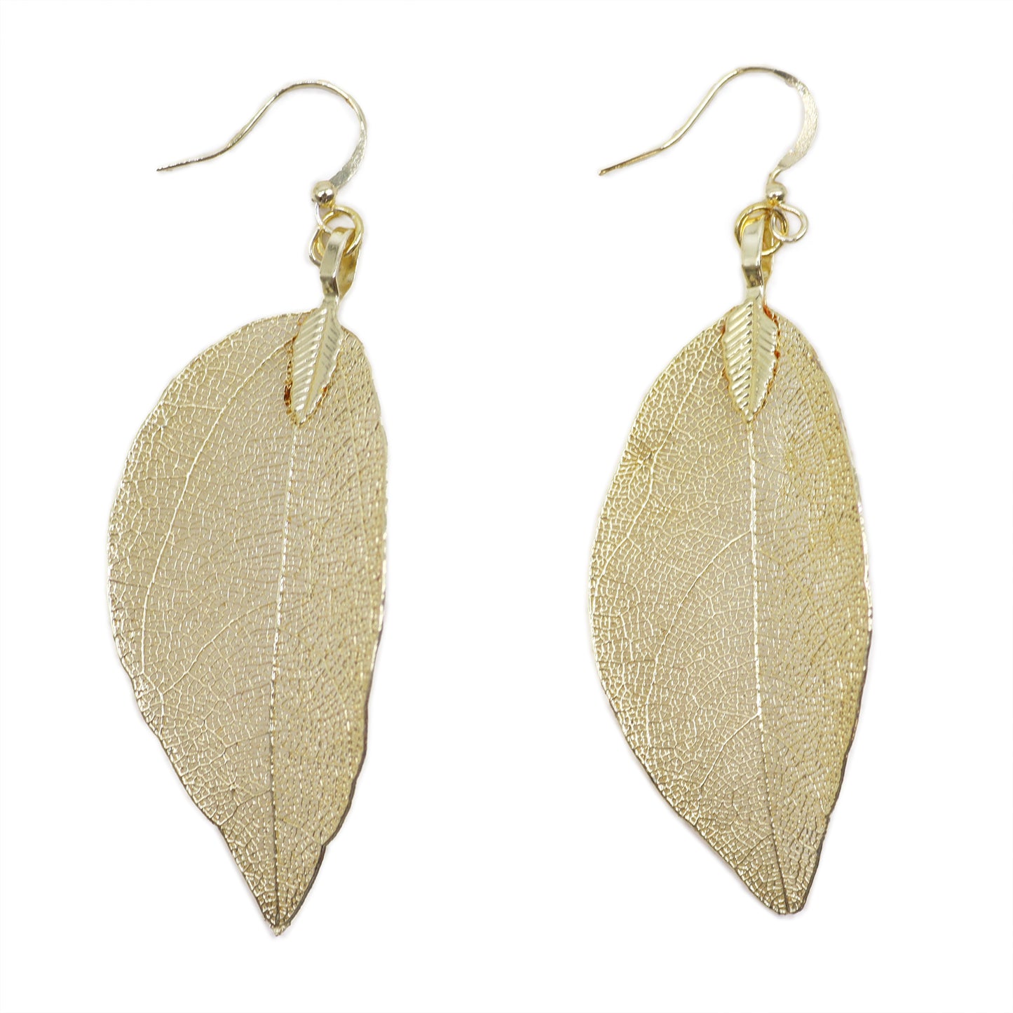 Earrings - Bravery Leaf - Choose From Silver, Multicoloured or Gold Plated, featuring real leaves turned to metal.