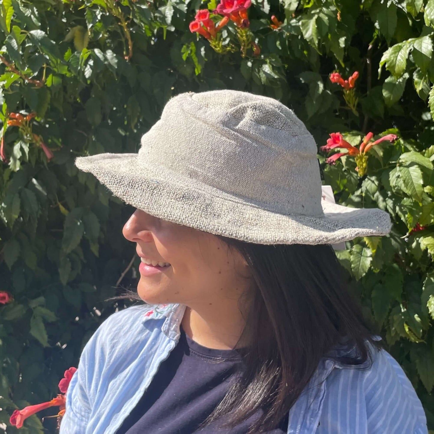 Patched and Wired Hemp & Cotton Boho Festival Hat in natural, a sustainable accessory exuding free-spirited style.