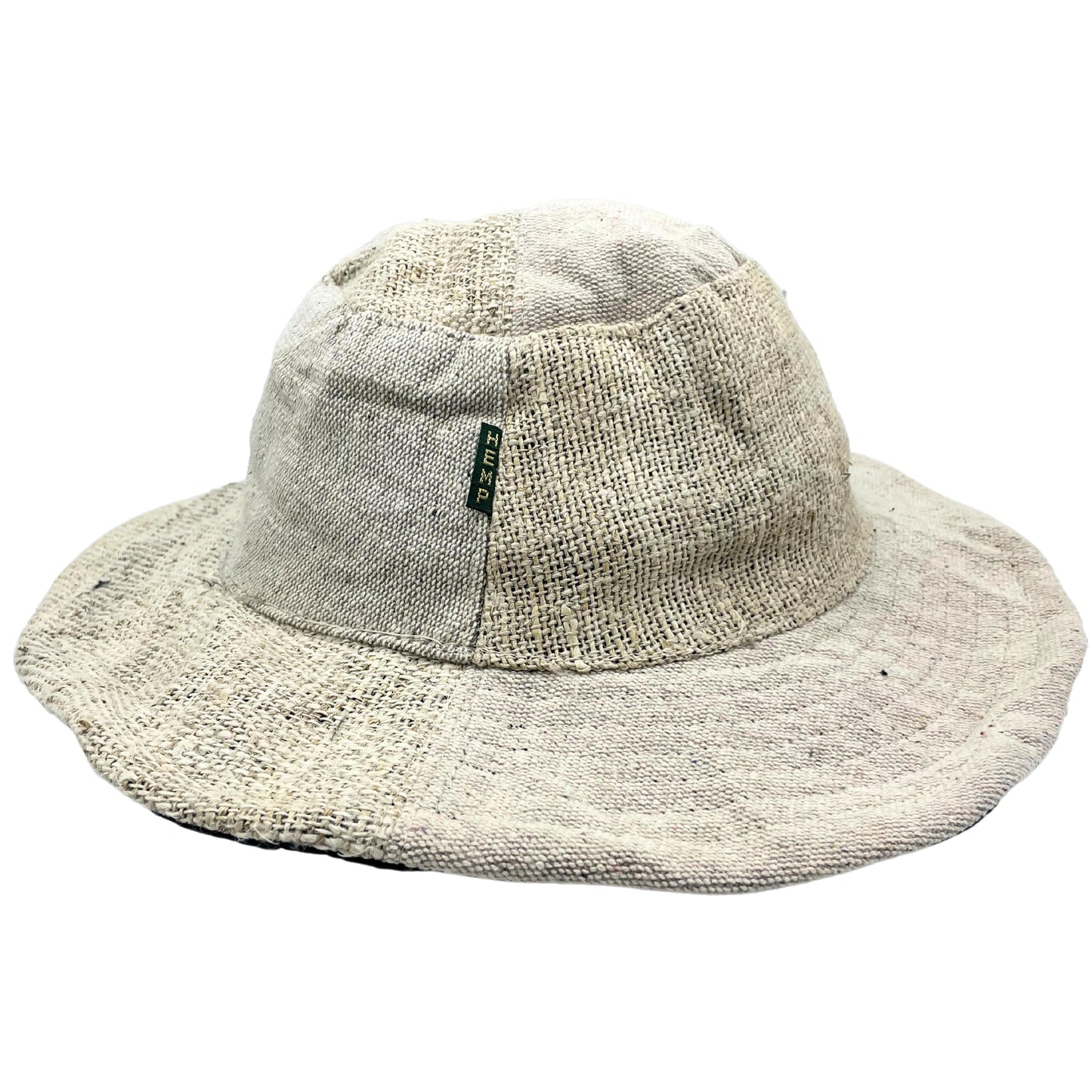 Patched and Wired Hemp & Cotton Boho Festival Hat in natural, a unique and sustainable accessory for free spirits.