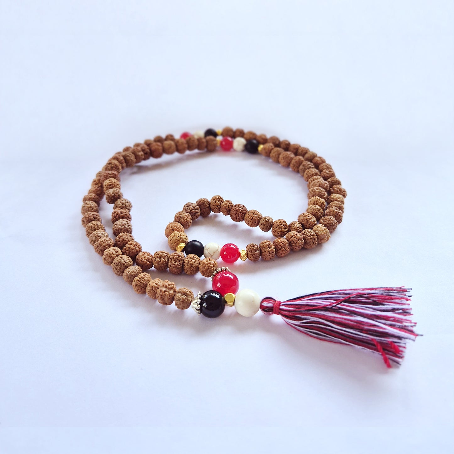 Elegant Bali Mala Necklace - Choose your Favourite, featuring sacred Rudraksha beads for spiritual self-realisation.