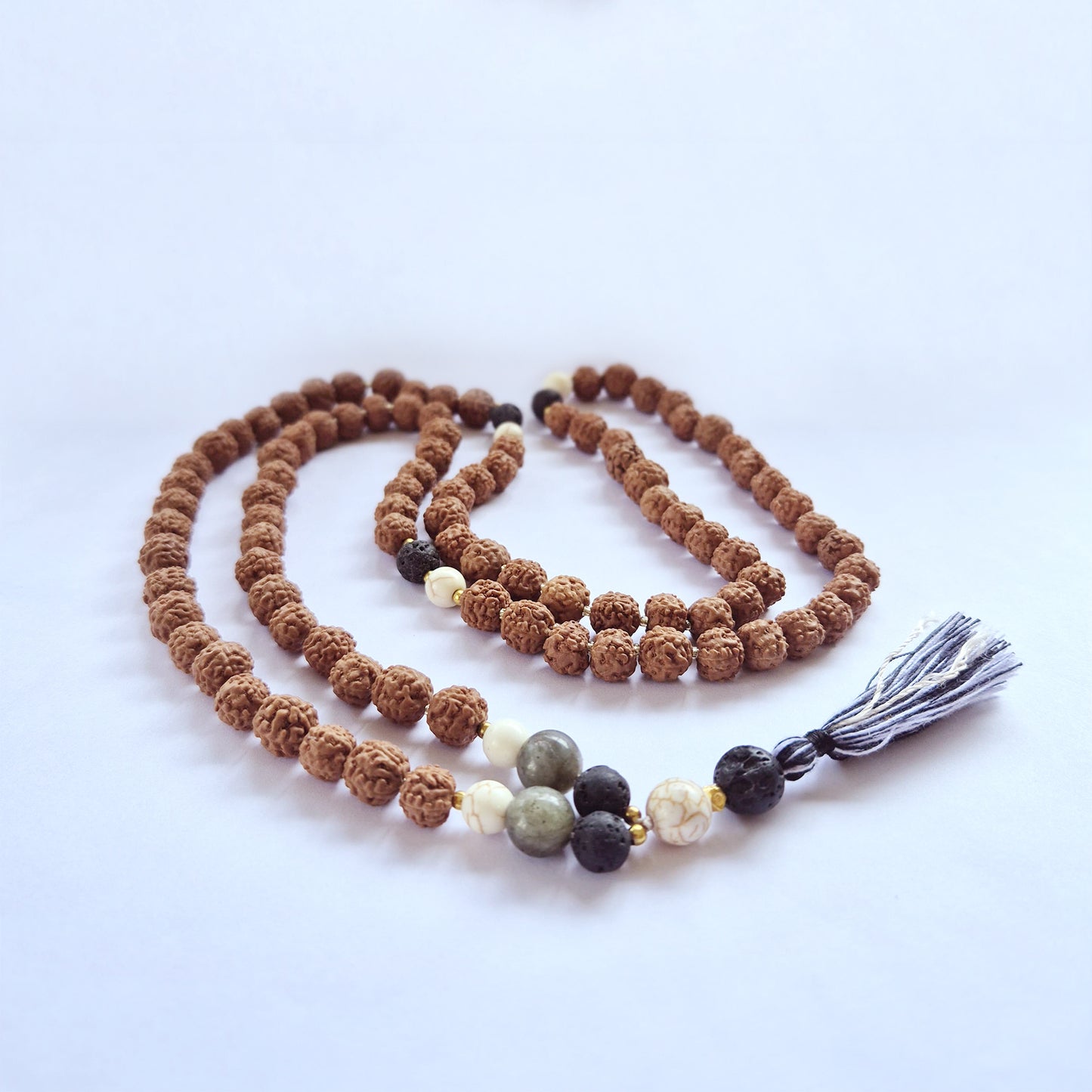 Bali Mala Necklace - Choose your Favourite, featuring sacred Rudraksha beads for spiritual self-realisation.