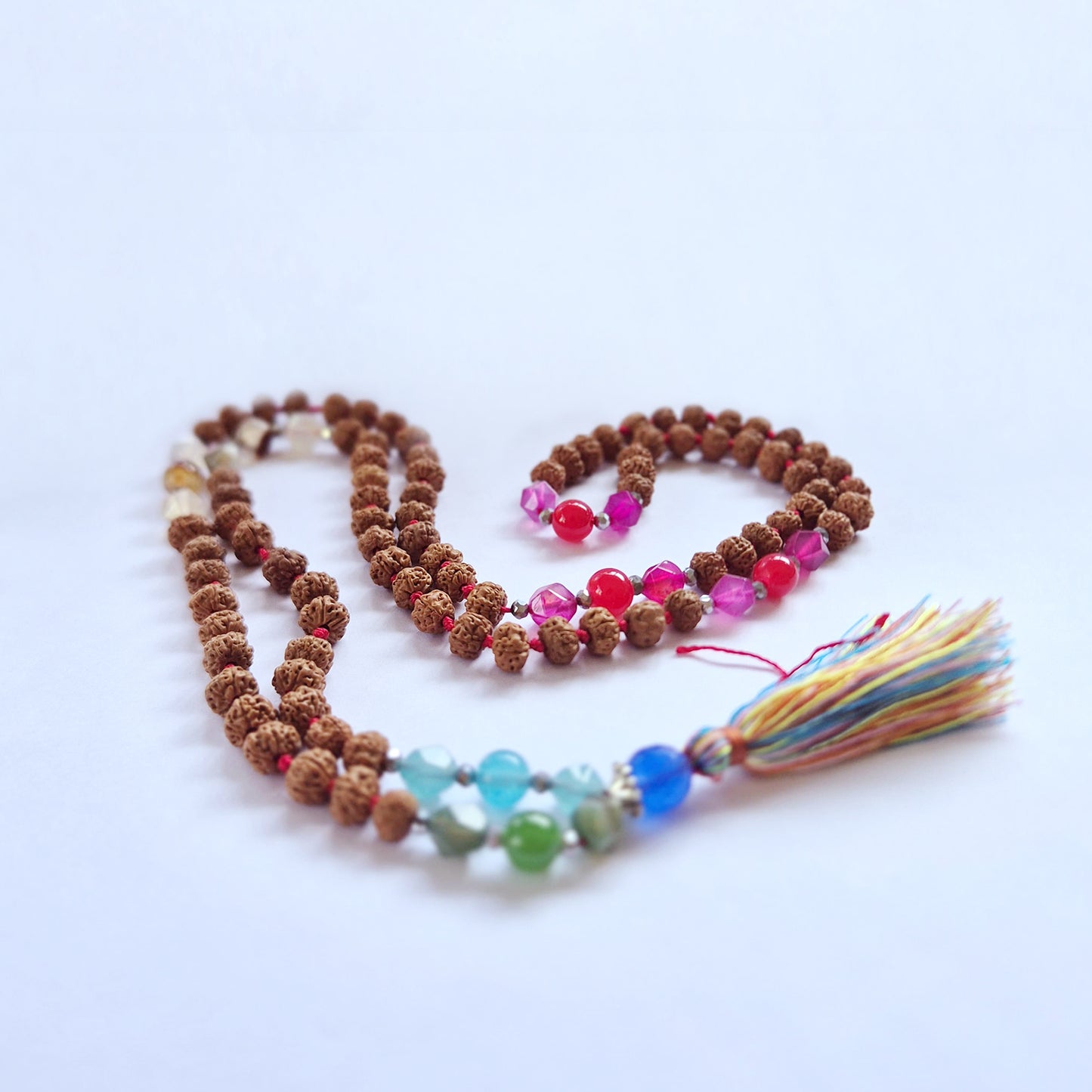 Bali Mala Necklace - Choose your Favourite, featuring Rudraksha beads and vibrant accents for spiritual connection.