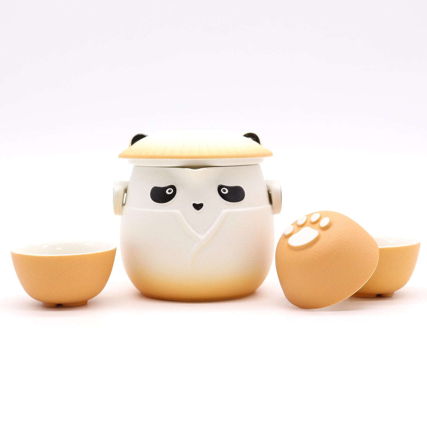 Charming Panda Teapot Set with three cups, perfect for tea lovers and ideal as a unique gift for any occasion.