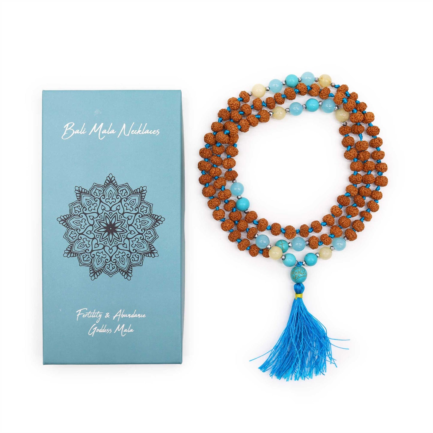 Bali Mala Necklace - Choose your Favourite, featuring Rudraksha beads and vibrant accents for spiritual connection.