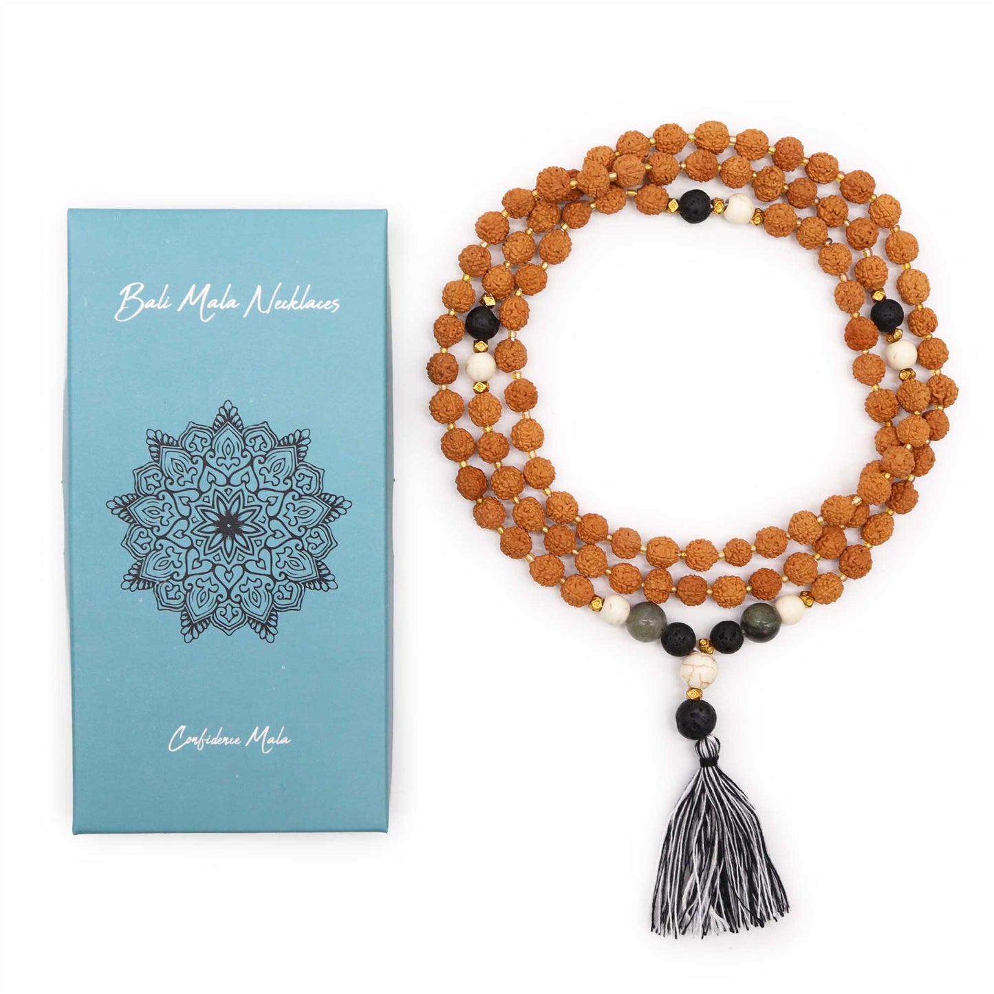 Bali Mala Necklace - Choose your Favourite features Rudraksha beads, symbolising self-realisation and spiritual growth.