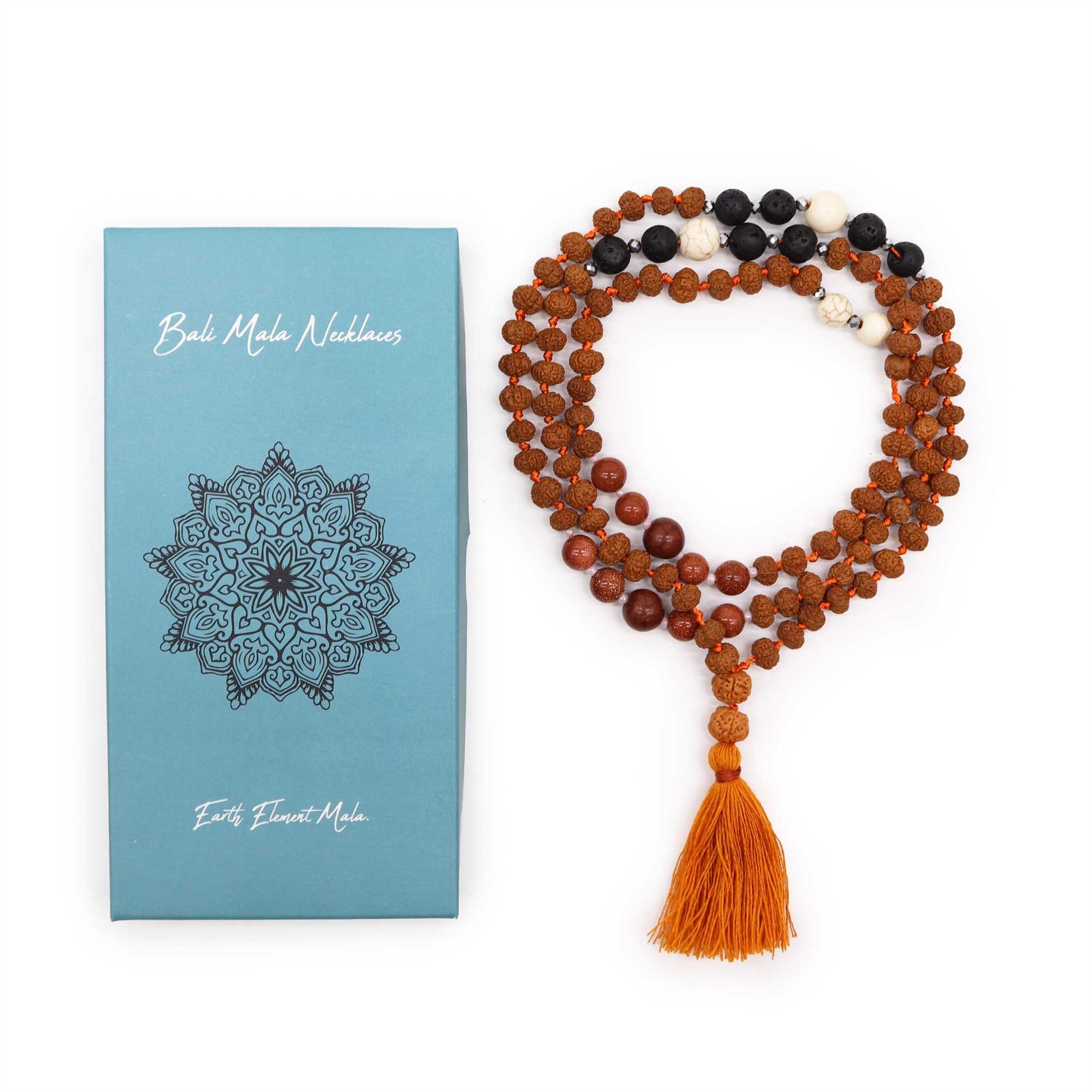 Bali Mala Necklace - Choose your Favourite, featuring Rudraksha beads for spiritual self-realisation by Earth Element Mala.