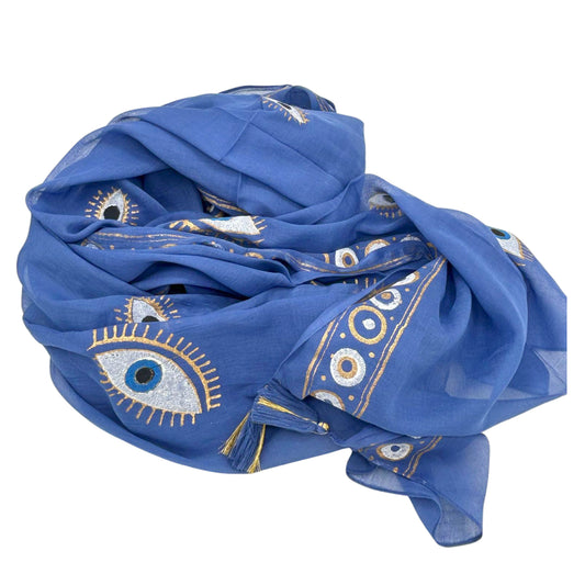 Soft, stylish Nomad Sari On the Med Collection - Pareo - Choose your design featuring elegant evil eye motifs.