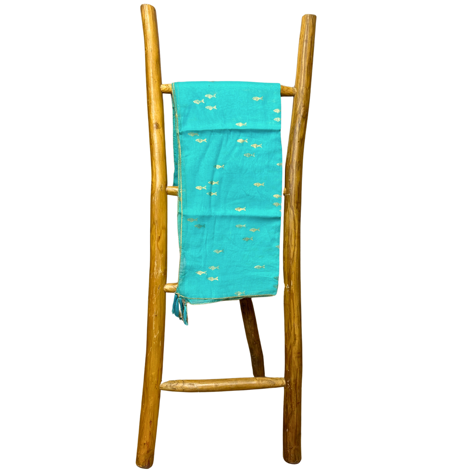 Vibrant turquoise pareo from the Nomad Sari On the Med Collection - Pareo - Choose your design, featuring calming fish patterns.