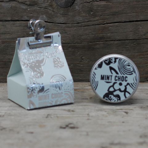 Agnes and Cat Lip Balm - Mint Chocolate in stylish packaging, ideal for winter hydration and gifting.