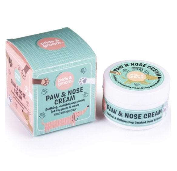Pride Groom Paw & Nose Cream 50g helps soothe and moisturise your pet's sensitive paws and nose for effective care.
