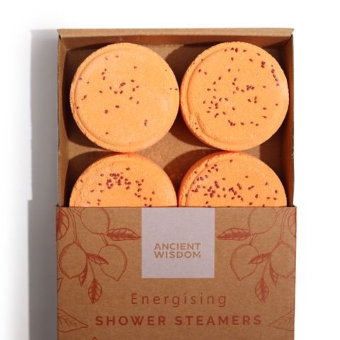 Zen Shower Steamers - Therapy Wellness Gift Set - Energising featuring four all-natural steamers by Ancient Wisdom.