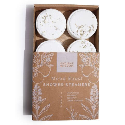 Zen Shower Steamers - Therapy Wellness Gift Set - Mood Boost with essential oils, vegan-friendly, gift-packed from Ancient Wisdom.