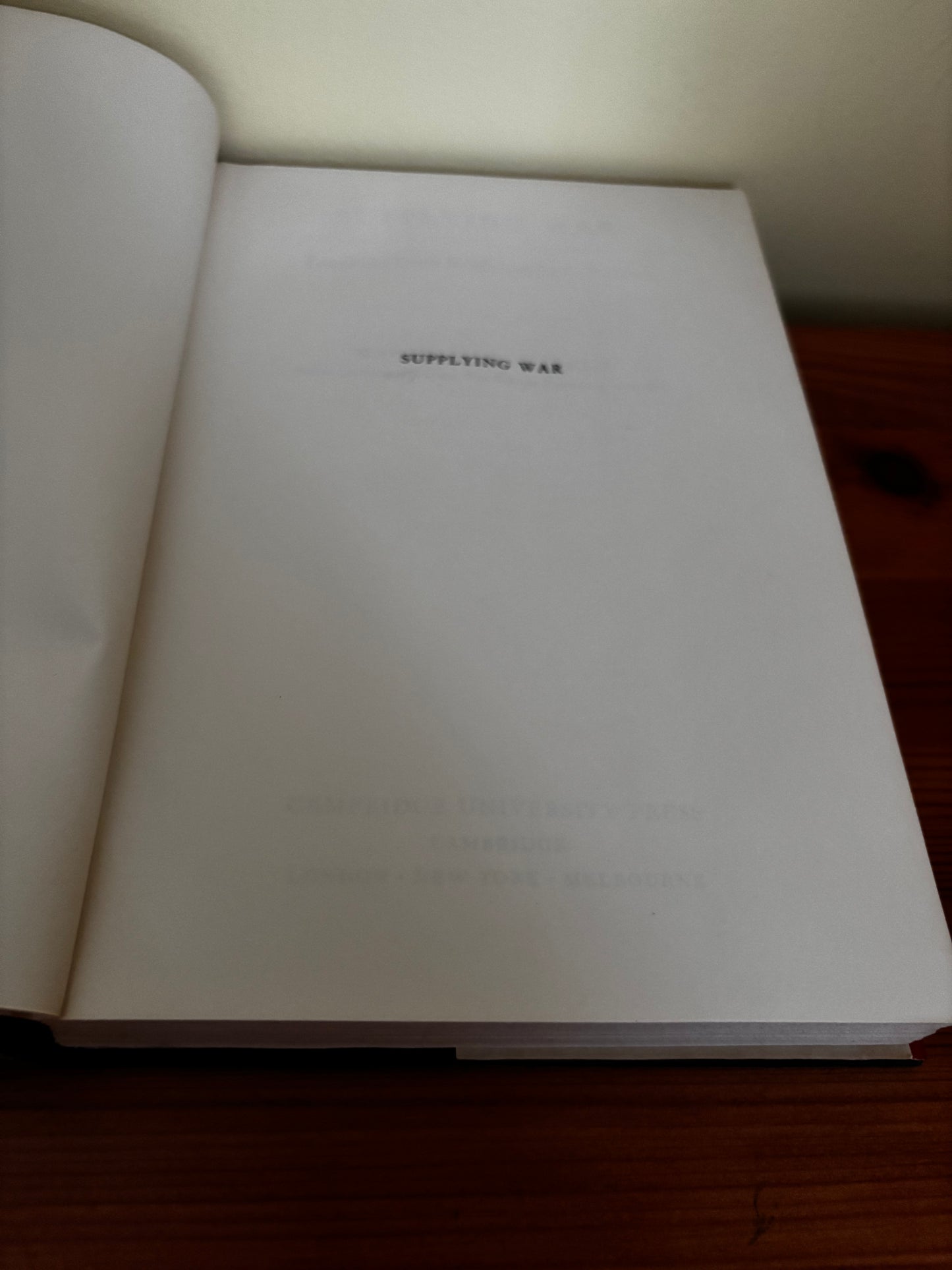 Title page of "Supplying War: Logistics from Wallenstein to Patton," exploring military logistics throughout history.