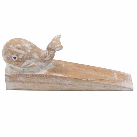 Hand carved Doorstop - Whale made from sustainable Jemipinis wood, adding charm and function to any room.