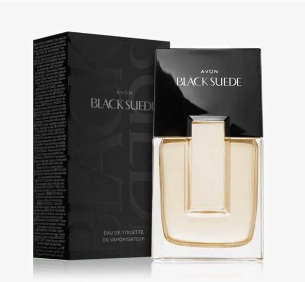 Avon Black Suede EDT for Him in an elegant bottle, perfect for confident men seeking sophistication.