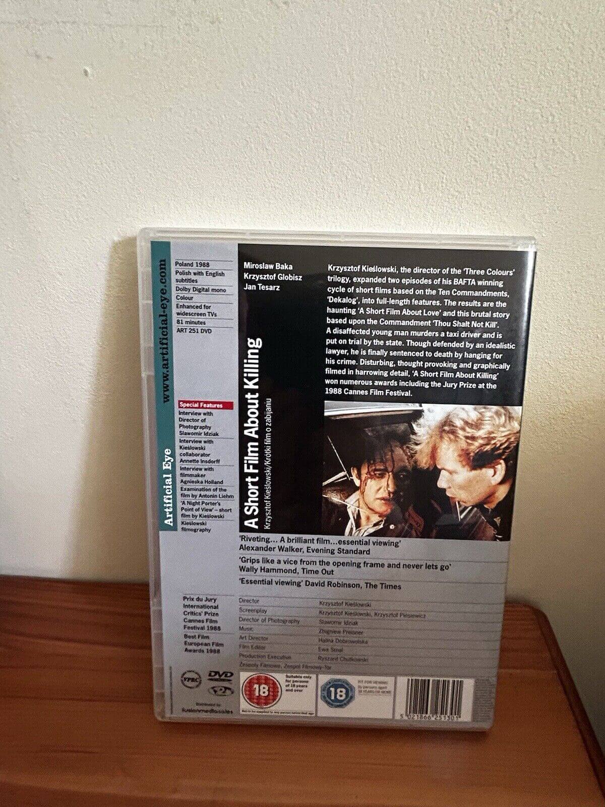 A Short Film About Killing DVD by Artificial Eye showcases Kieslowski's exploration of human morality and powerful storytelling.