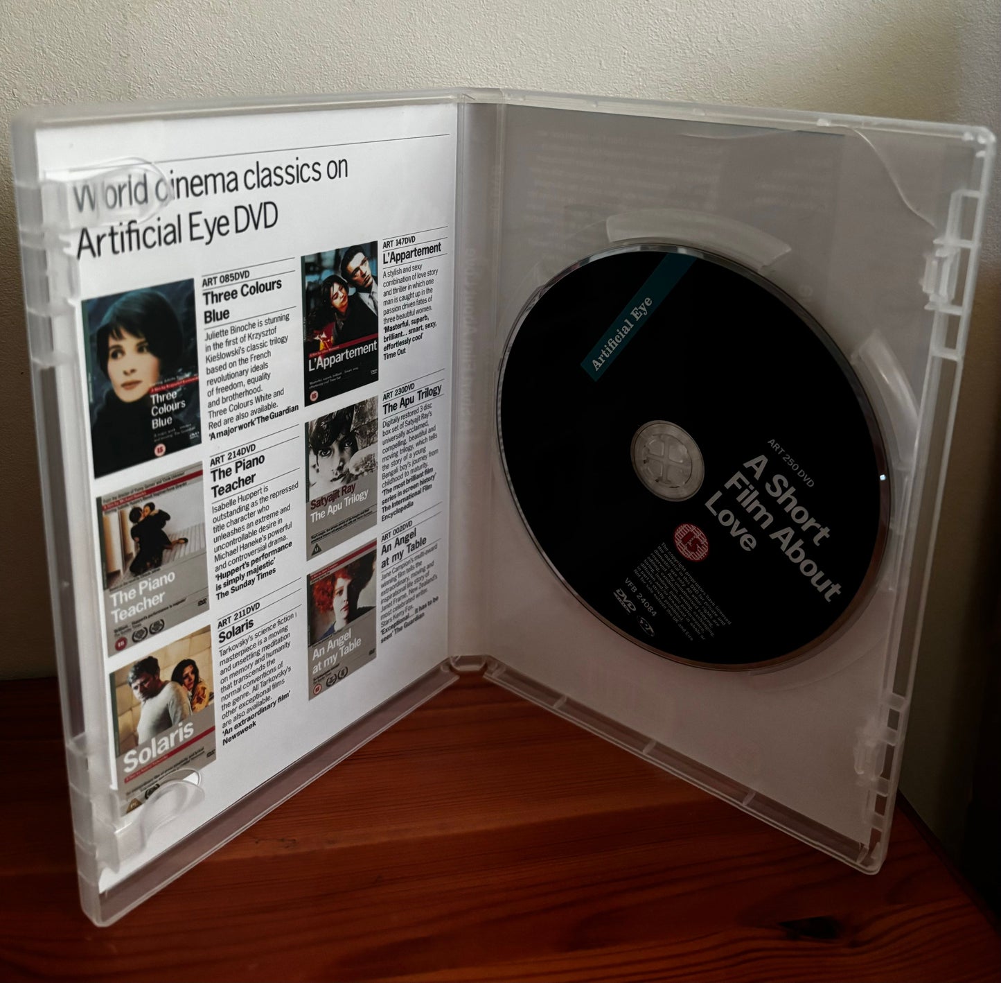 A Short Film About Love DVD (2003) Grazyna Szapolowska inside case, showcasing emotional cinema by Kieslowski.