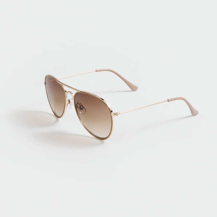 Stylish Avon Aviator-Sunglasses Beige & Gold, offering UV protection for sunny days in a chic design.