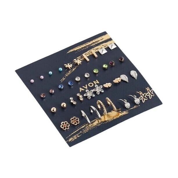 Stylish Avon Elodie 20-piece Earrings Gift Set featuring multicoloured designs, perfect for modern women.