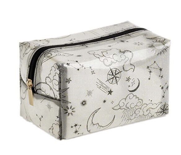 Stylishly store your cosmetics in the Avon Ella Cosmetic Bag featuring a stunning celestial design and glitter.