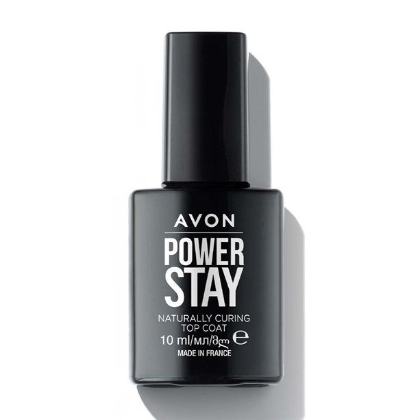 Avon Power Stay Top Coat offers extreme strengthening and shine for salon-quality manicures at home.