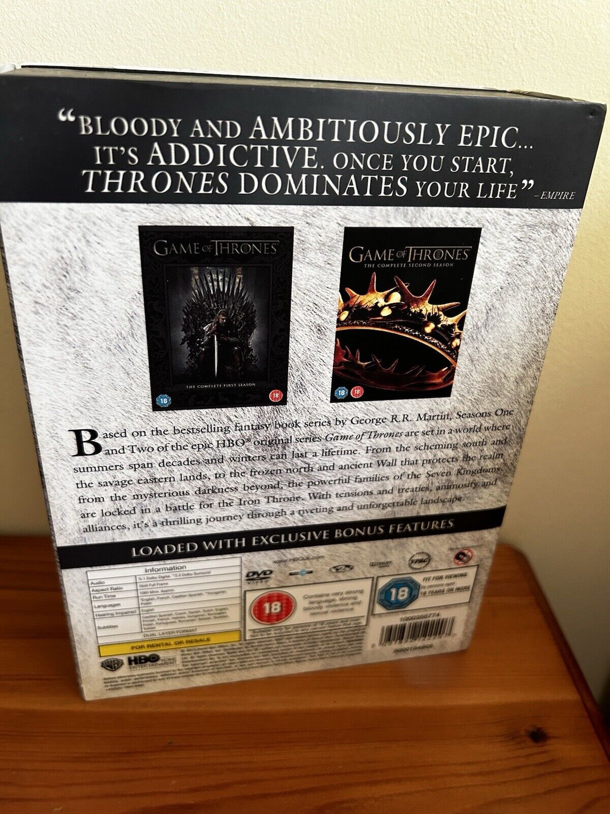 Game Of Thrones - Season 1 & 2 complete box set offers epic storytelling and gripping drama for fans.