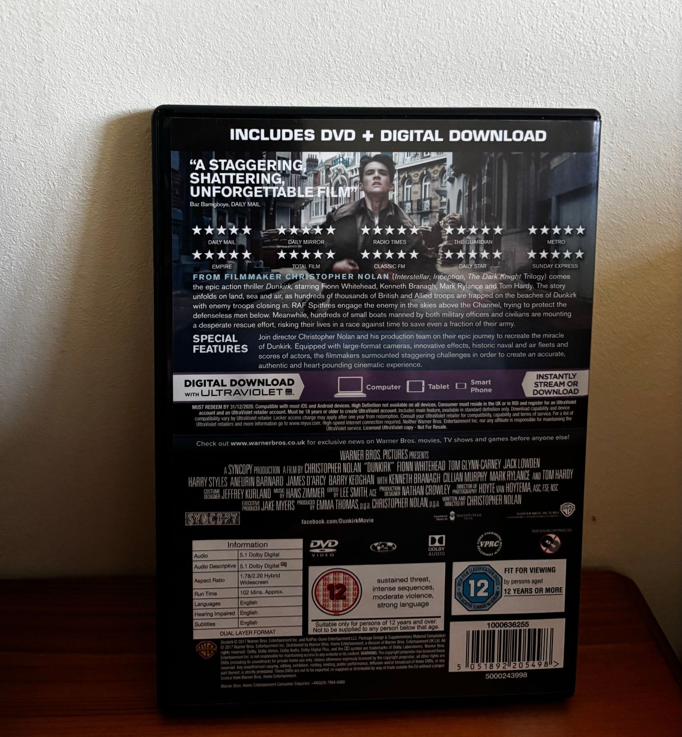 Dunkirk Tom Hardy 2017 (DVD) features gripping survival drama directed by Christopher Nolan, available at your store.